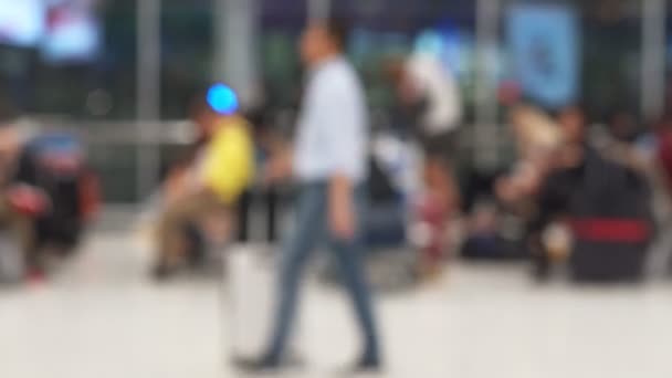 Abstract Blurred Background Walking People Passengers Hall Airport — Stock Video