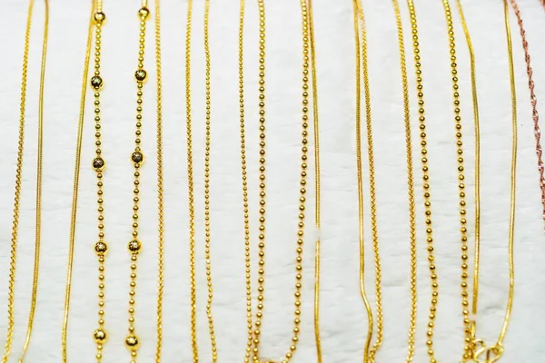 Muitos Colar Prata Ouro Acessórios Moda Luxo Loja — Fotografia de Stock