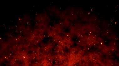 Güzel soyut arka plan Burning red hot Flying Sparks animasyon 3d render ile