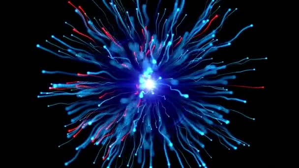 スターエネルギー粒子爆発 ビッグデータサークルパーティクル 光光アニメーション3Dレンダリング — ストック動画