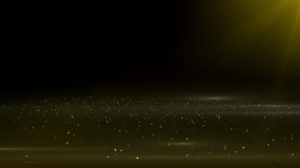 空间背景动画3D渲染中带有闪光的金浮尘微粒和雾气 — 图库视频影像