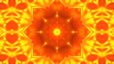 Altın kaleydoskop çiçek desenleri, soyut arkaplan canlandırması 3D canlandırma