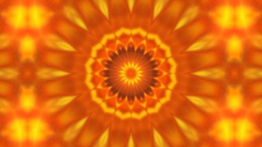 Altın kaleydoskop çiçek desenleri, soyut arkaplan canlandırması 3D canlandırma