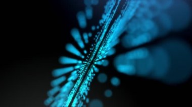 Mavi fütüristik veri iletişimi dijital teknolojik animasyon 3D görüntüleme içine uçuyor