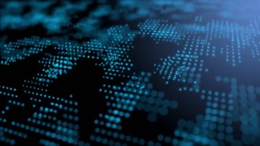 Mavi fütüristik veri iletişimi dijital teknolojik animasyon 3D görüntüleme içine uçuyor