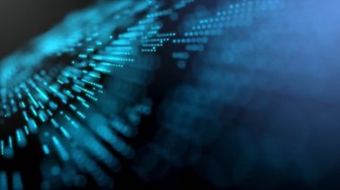 Mavi fütüristik veri iletişimi dijital teknolojik animasyon 3D görüntüleme içine uçuyor