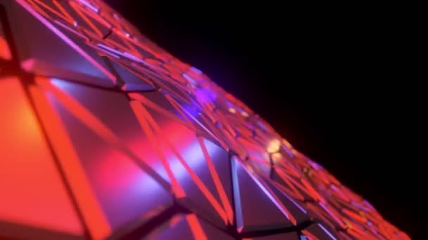 Abstrato Triângulo Vermelho Superfície Geométrica Acenando Animação Fundo Renderização — Vídeo de Stock