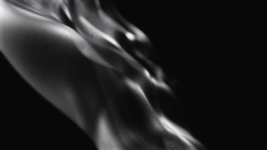 Parçacık Teknolojisinin soyut Fütüristik Dijital dalgası. Koyu arkaplan animasyonu 3D görüntüleme