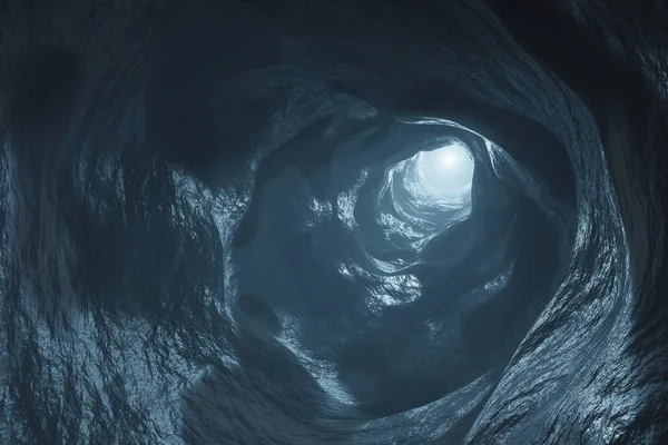 Sci Mörka Grottor Underjordisk Tunnel Atmosfär Och Damm Skrämmande Animation — Stockfoto