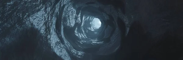 Sci Dark Caves Подземный Тоннель Атмосфера Пыль Страшная Панорамная Анимация — стоковое фото