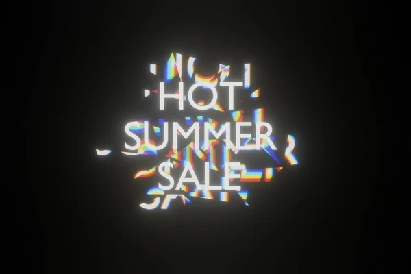 Neon Sign Hot Summer Sale Glitching Effects Renderin — Stock Photo, Image