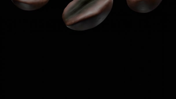 Close Coffee Beans Black Dark Background Rendering — Stock Video