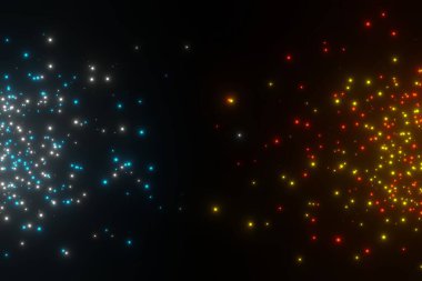 Soyut kıvılcımlar parlayan toz parçacıkları arkaplan 3d renderin