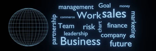 Business Text Word Cloud Background Panorama Rendering — 图库照片