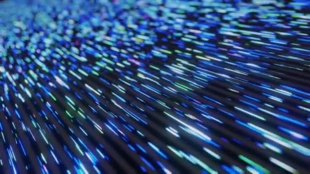 Fluido Colorato Neon Luce Futuristica Matrice Dati Comunicazione Volare Animazione — Video Stock