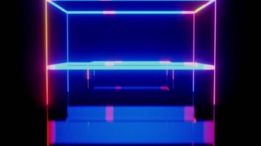 Soyut Finansal Borsa Neon Işık Fütüristik Bar Çizelgesi 3D