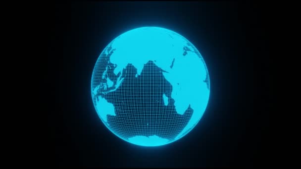 Futuristico Pianeta Digitale Terra Bagliore Ologramma Rotante Concetto Rete Globale — Video Stock