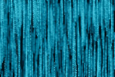 Ekrandaki ikili matris kod numaralarının akışı 3d oluşturma