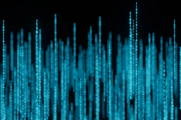 Ekrandaki ikili matris kod numaralarının akışı 3d oluşturma