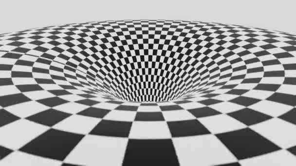 黒と白のストライプトンネルアニメーションの背景3Dレンダリング — ストック動画