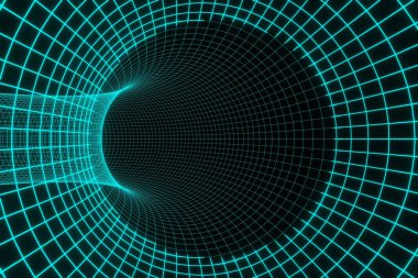 Mavi fütüristik dijital tünel Kara delik animasyonu 3D