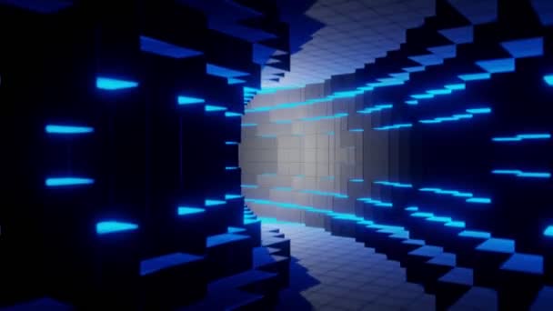 Blaue Futuristische Digitale Technologische Tunnelhintergrundanimation Rendering — Stockvideo