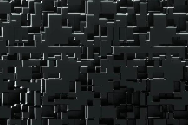 Soyut Geometrik Dijital Karanlık Bloklar Arkaplan Oluşturma — Stok fotoğraf