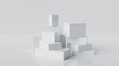 Soyut beyaz küp blok Canlandırma arkaplanı 3d renderin