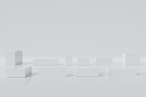 Bloque Cubo Blanco Abstracto Movimiento Animación Fondo Renderin — Foto de Stock