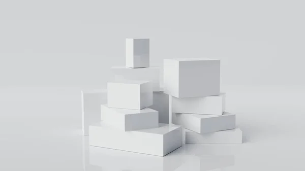 Bloc Cube Blanc Abstrait Fond Animation Mobile Renderin — Photo