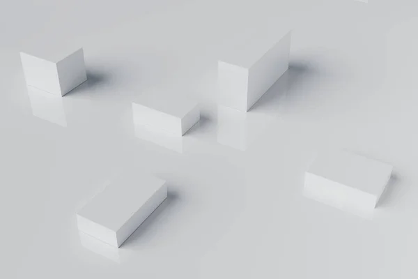 Abstrato Branco Cubo Bloco Movimento Animação Fundo Renderin — Fotografia de Stock