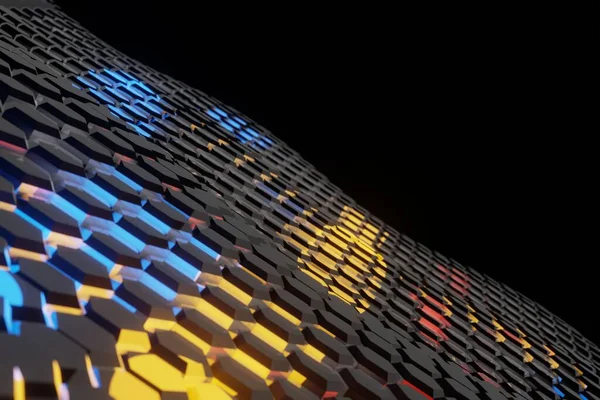 Abstract Futuristische Hexagonen Golftechnologie Animatie Achtergrond Rendering — Stockfoto