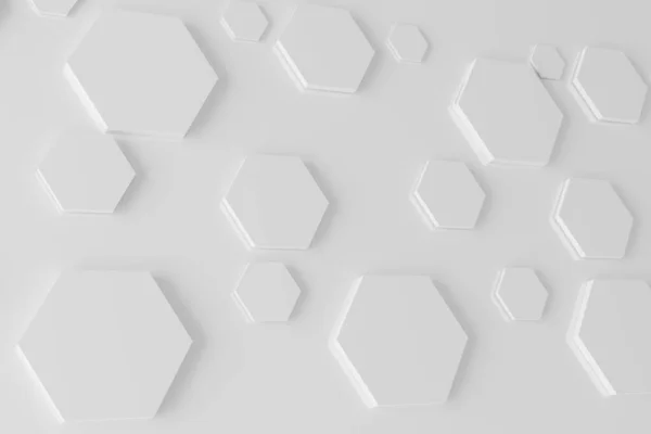 Abstrato Branco Hexágono Honeycomb Fundo Renderização — Fotografia de Stock