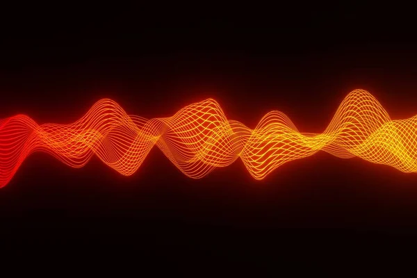 Abstraktní Pozadí Oranžová Audio Vlny Srdce Tlukot Vykreslování — Stock fotografie