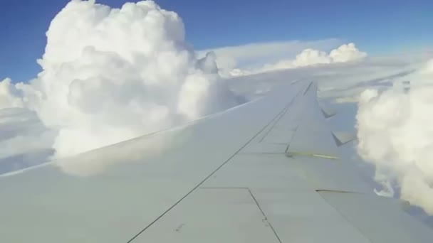 Rörliga Moln Flygplan Himlen — Stockvideo