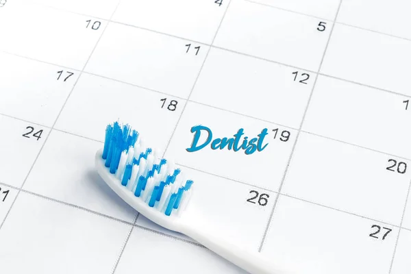 Saúde Dentária Data Consulta Dentista Calendário Com Uma Escova Dentes — Fotografia de Stock
