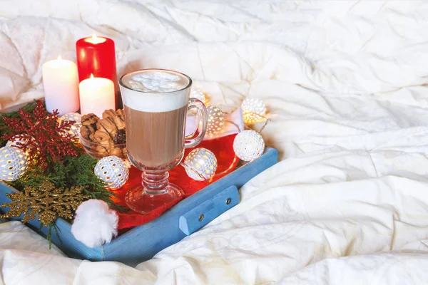 Cup Cocoa Hot Chocolate Bed — Stock Photo, Image