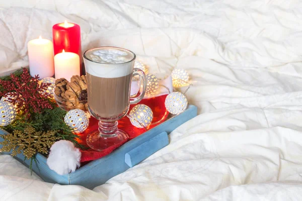 Cup Cocoa Hot Chocolate Bed — Stock Photo, Image