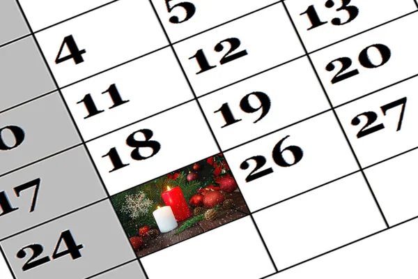 Close Dezembro Com Decorações Festivas Calendário — Fotografia de Stock