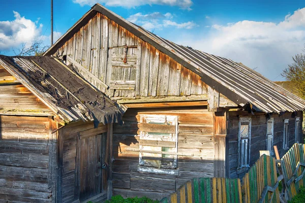 Antigua Casa Pueblo Madera Puerta — Foto de Stock