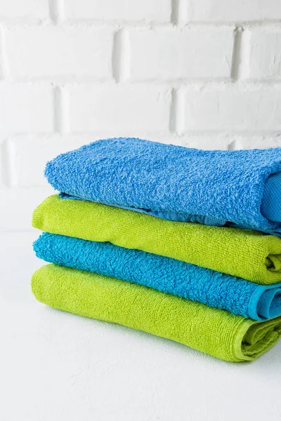Stack Clean Soft Towels White Background — Stock Photo, Image