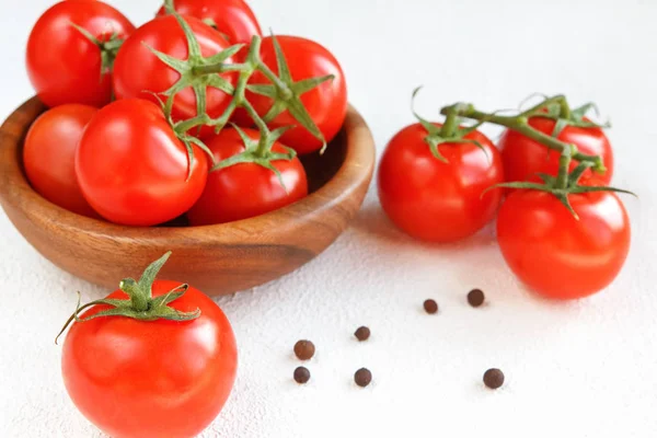 Frisches Saftiges Gemüse Tomatenmuster Und Heller Hintergrund Mit Kopierraum — Stockfoto