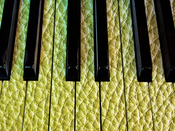 Piano Keys Täckt Med Lädergrön Textur Koncept Kreativ Idé — Stockfoto