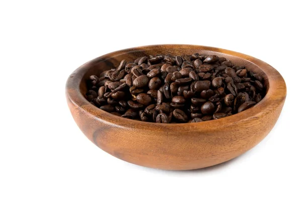 Roasted Coffee Beans Wooden Bowl — Stock Photo, Image