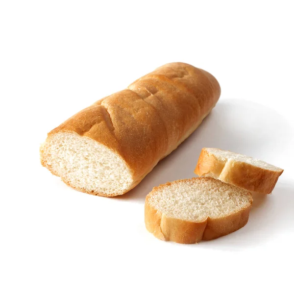 Färska Krispiga Baguette Franska Bakverk Isolerade Vit Bakgrund Isolerade — Stockfoto