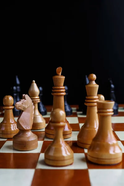 Dřevěné Šachovnice Figurky — Stock fotografie