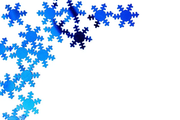 Christmas Background Decorative Decoration Blue Snowflakes White Background — Stock Photo, Image