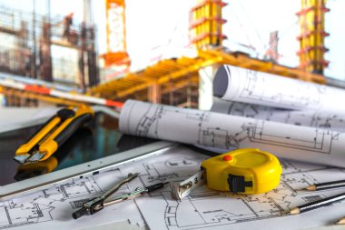 Ev yapım aşamasında proje bina planları - Tarih 