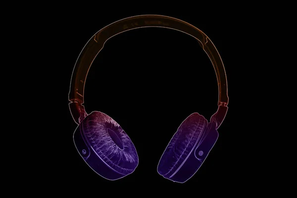 Neon headphones trend style, the idea of eSports symbol, cyberSport on a black background