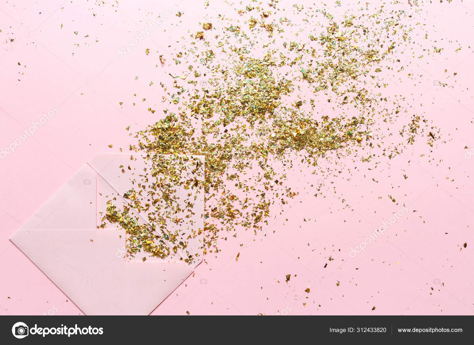 Download Empty Card Envelope Gold Confetti Mockup Template View Stock Photo Image By C Shyntartanya 312433820